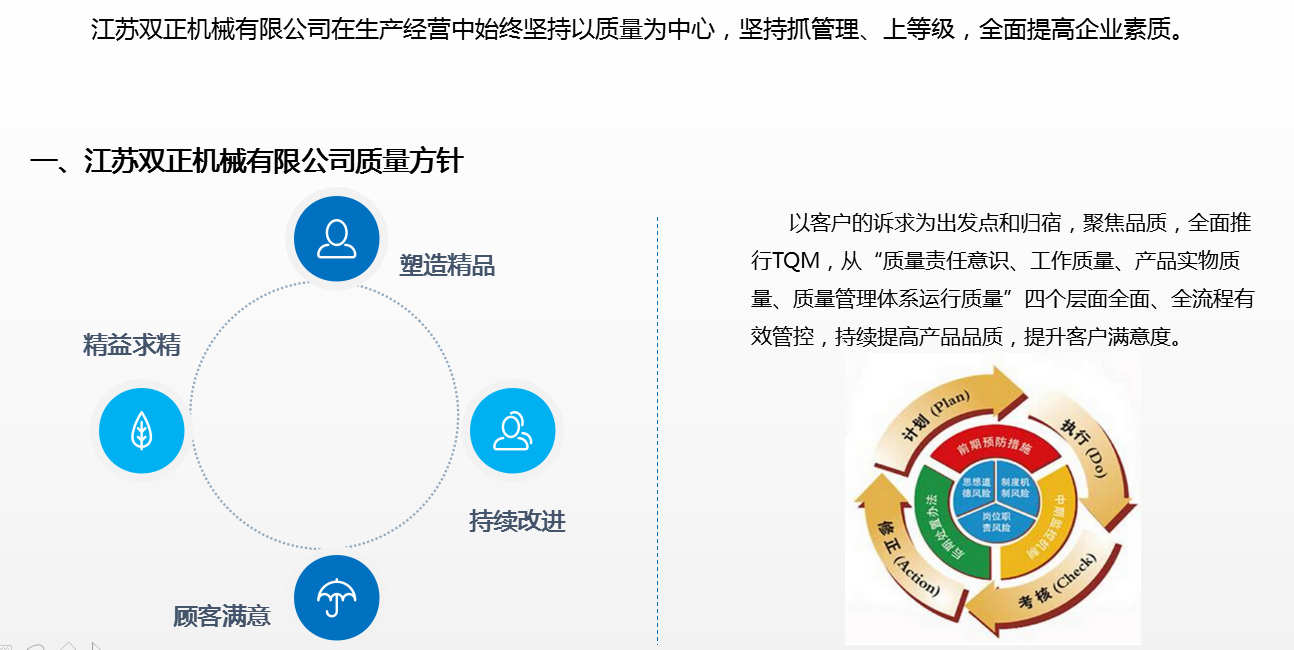 江蘇雙正機械有限公司質量方針